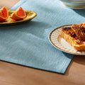 Rustic Cotton Linen Table Runner, 13x108 Inches River Blue | Farmhouse Style by ZEEMARTONLINE