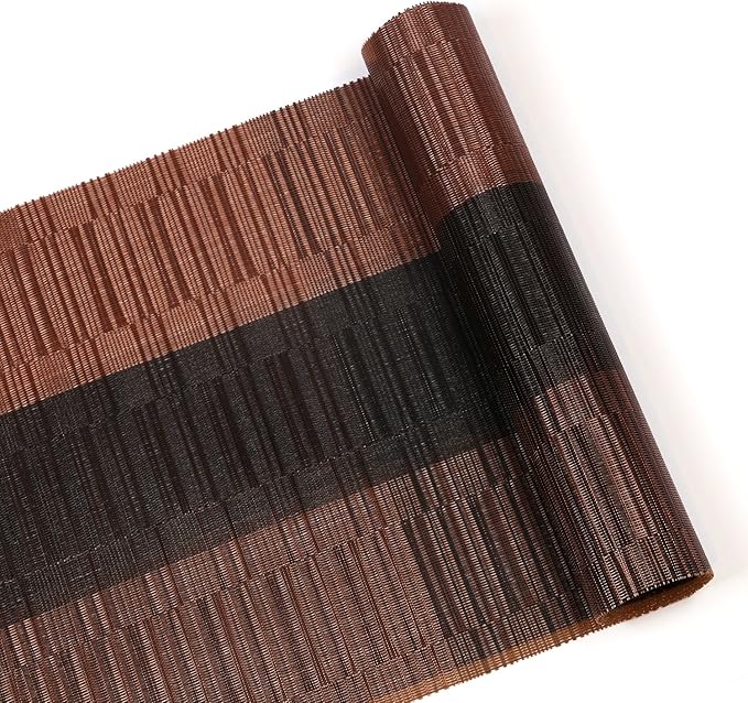 SHACOS Table Runners Woven Vinyl Table Mats 12x54 inch for Kitchen Dining Table Non Slip Washable, Ombre Coffee Black