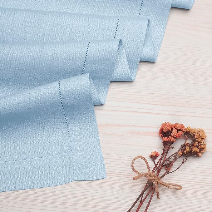 D'Moksha Homes Linen Powder Blue Table Runner 84 Inches Long - Image 4