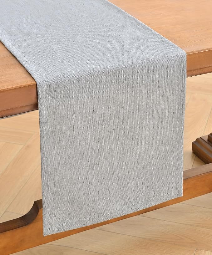 Wracra Linen Table Runner, Burlap Sliver Grey Table Runners 72 Inches Long | - Image 7