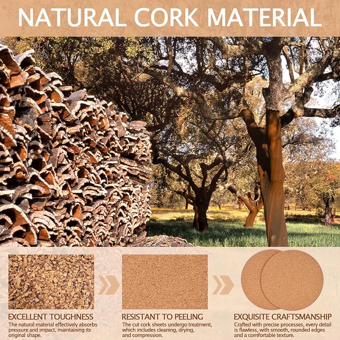100 PCS Cork Coasters for Laser Engraving, Thick Absorbent Blank Coasters | 4 - Image 4