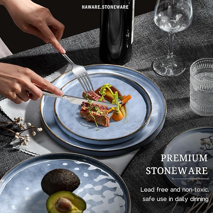 HaWare Dinnerware Sets, 6-Piece Plates and Bowls Set, Stoneware Dish Set - Image 4