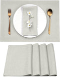 D'Moksha Homes Linen Placemats 14 x 19 Inch - Silver Grey Placemats Set of 4-100% Pure Linen Table Place Mats for Spring, Easter - Handcrafted and Machine Washable