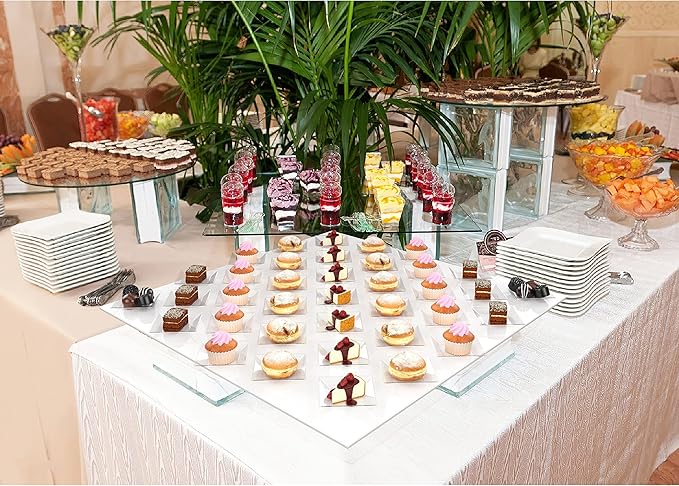 Exquisite Mini Disposable Appetizer Plates - 1200 Pack 2.95" x 2.95" Crystal Clear Plastic Dessert Plates - Elegant Design for Weddings, Birthdays & Formal Parties - Stackable, Convenient - BPA Free