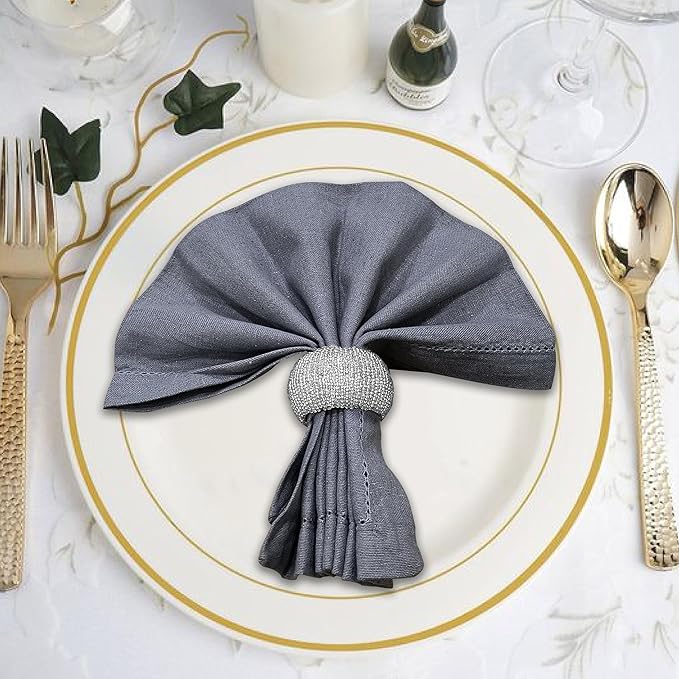 Lightnpro Beaded Napkin Ring Set of 12 - Elegant Decorative Napkin Holder for Dining Table Decor, Weddings, Banquets, Birthday Parties, Thanksgiving, Special Occasion, Holiday & Everyday Use - Gold