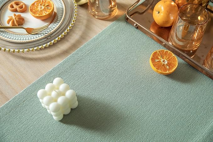 Burlap Style Farmhouse Table Runner, 14x60 Inches Seafoam | Thick Durable Fabric - Image 5