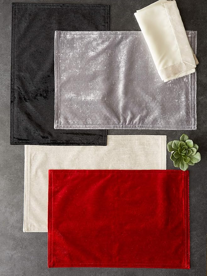DII Velvet Collection Tabletop, Placemat Set, Cream 4 Piece - Image 4