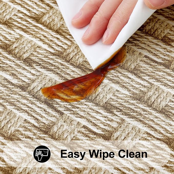 Smiry Rectangle Table Cloth Cover, Waterproof Elastic Fitted Picnic Tablecloth for 4 Foot Tables, Wipeable Flannel Backed Vinyl Tablecloths for Camping, Dining, Outdoor (Sand, 30" x 48")
