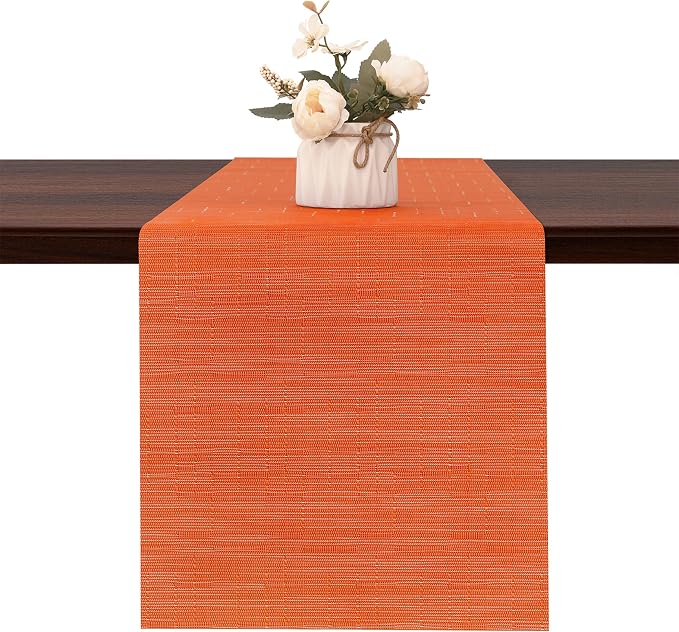 Table Runner 72 Inches Long, Vinyl Woven Heatproof Table Runners | Washable by Banchif