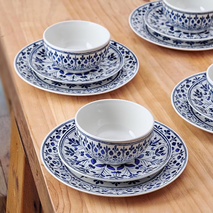 Pfaltzgraff Medallion Radiance 12 Piece Stoneware Dinnerware Plate Bowl Dish Set - Image 7