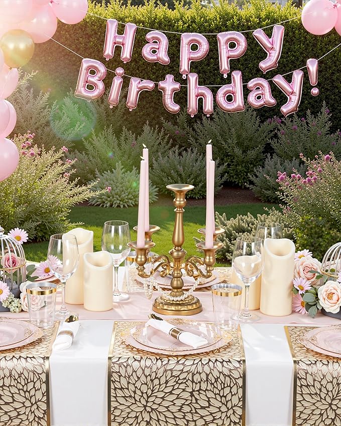 Nervure 700PCS Pink Gold Plastic Plates - Pink Plastic Dinnerware Sets for 100 Guests - 200 Disposable Plates, 300 Silverware, 100 Cups, 100 Napkins for Wedding, Birthday & Party