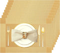 Gold Vinyl Placemats Set of 8, Heat Resistant Table Placemats | 18x12 inch by Uolr