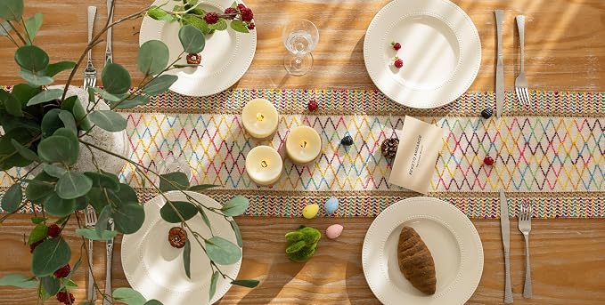 Keketoarrange Boho Macrame Table Runner 12x60 Inch | Woven Burlap Rustic Runner - Image 3