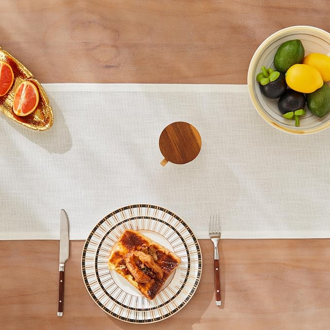 Rustic Cotton Linen Table Runner, 13x108 Inches Off White | Farmhouse Style - Image 5