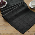 Linen Checked Farmhouse Table Runner, 13x108 Inches Black | Raised Grid Design by ZEEMARTONLINE