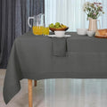 D'Moksha Homes Linen Tablecloth 60 x 90 Inch - 100% Pure Linen Charcoal Grey Tablecloth for Rectangle Tables - Machine Washable Table Cloth for Spring, Easter