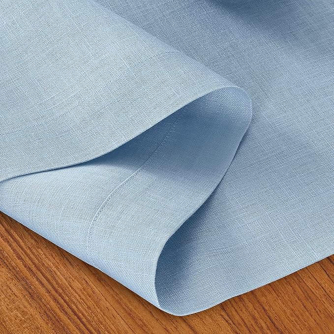 D'Moksha Homes Linen Powder Blue Table Runner 108 Inches Long - 100% Pure Linen Dining Table Runner 14 x 108 Inch for Spring, Easter - Machine Washable