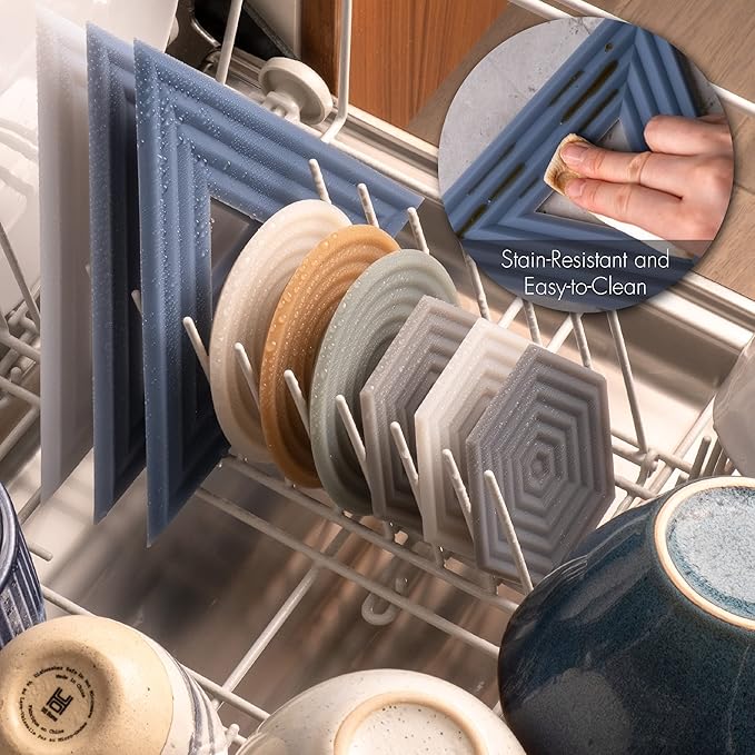 LINE+ARC Extra Thick Silicone Trivets (Featured in ELLE Decor & BuzzFeed) Waterproof Dishwasher-Safe Stain Resistant (Set of 3 Smoke Degrē Trivets) Outdoor Rubber Gray Coffee Mid-Century Modern