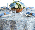 ATOSII Cotton Tablecloth 90" Inches Round Butterfly Blue