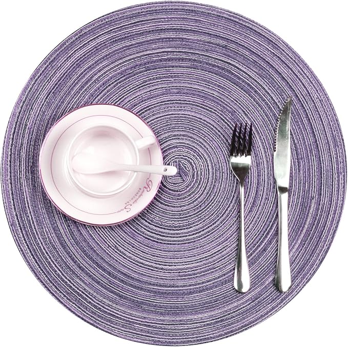 SHACOS Round Placemats Set of 4 Round Table Placemats Braided Cotton Place Mats - Image 3