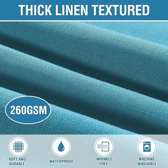 H.VERSAILTEX Linen Textured Table Cloths 60 x 84 Inch Premium Solid Tablecloth Spill-Proof Waterproof Table Cover for Dining Buffet Feature Extra Soft and Thick Fabric Wrinkle Free, Teal