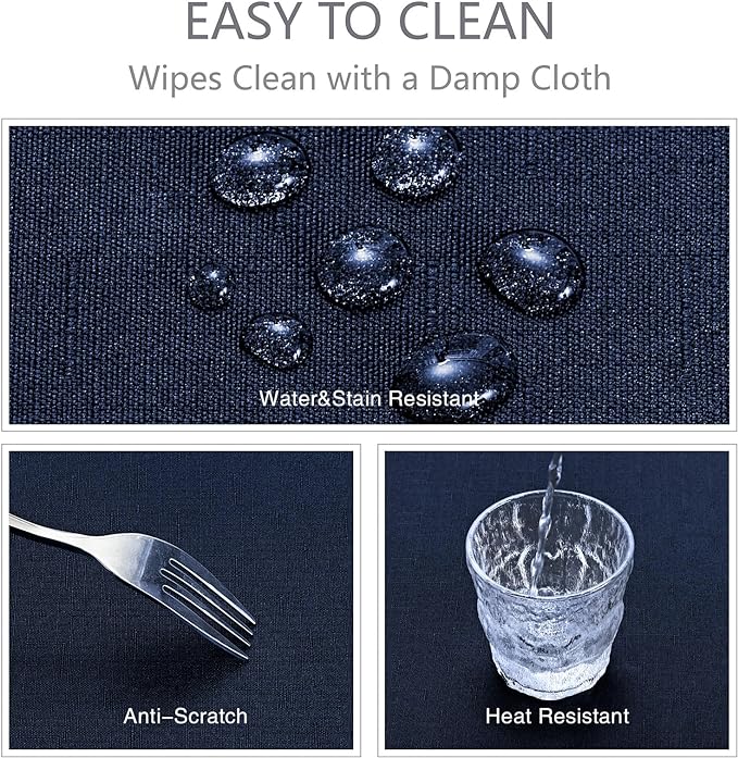 Rectangle Tablecloth Waterproof 60x104 inch Linen Textured Table Cloth Stain and Wrinkle Resistant Washable, Decorative Fabric Table Cover for Dining, Party and Camping, Navy Blue