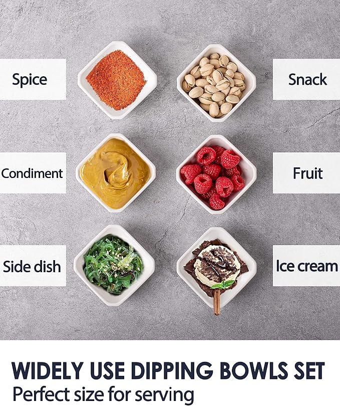 12 Pack Ceramic Dipping Bowls, 3 Oz Soy Sauce Dish, Small Dip Bowls Set for Sauce, Side Dish, Condiments, Sushi, Ramekins Oven Safe