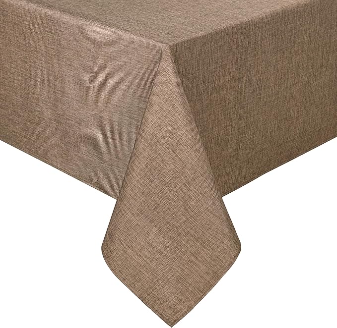 Hiasan Faux Linen Square Tablecloth - Wrinkle and Stain Resistant Washable Table Cloth for Kitchen Dining Room Holiday Table Cover for Party Dinner, Khaki, 54 x 54 Inch