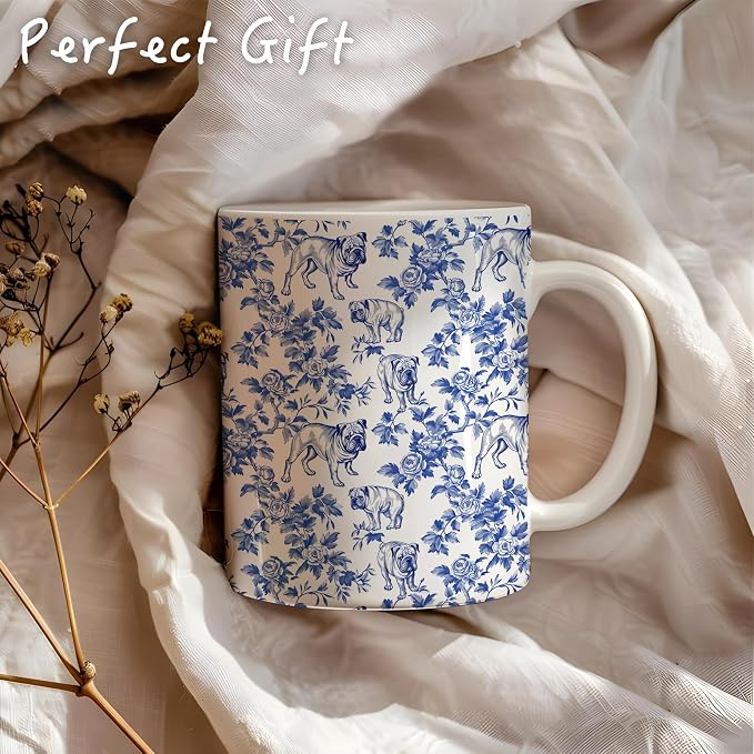 Chinoiserie Pug Mug, Pug Gifts for Women Men，Floral Botanical Dog Coffee Cups - Image 5