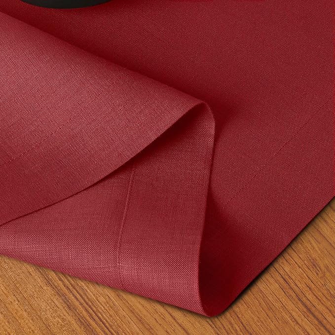 D'Moksha Homes Linen Red Table Runner 72 Inches Long - 100% Pure Linen 14 x 72 Inch Table Runner for Dining, Valentines, Spring - Machine Washable