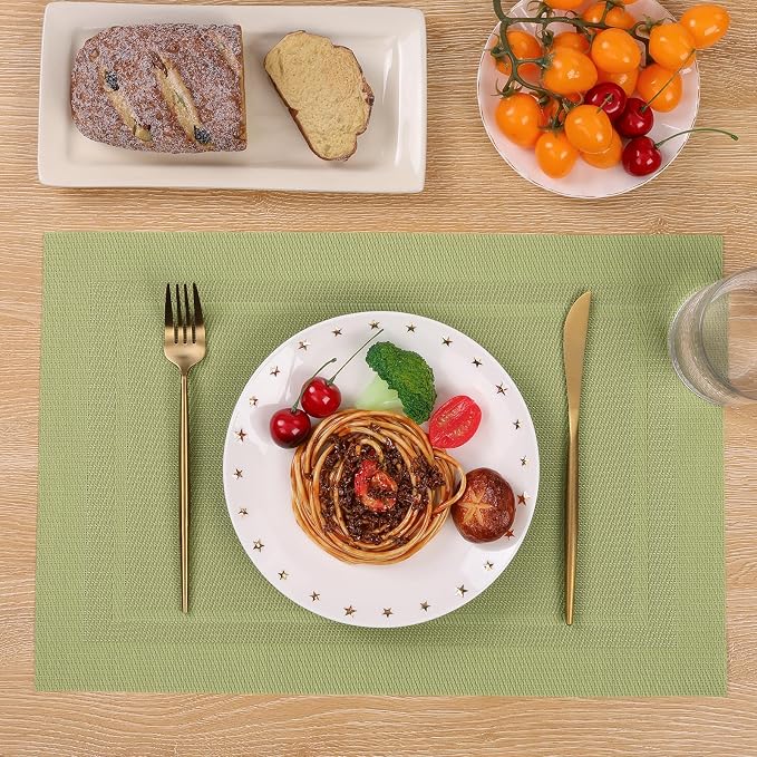 SHACOS Woven Vinyl Placemats Set of 6 Wipe Clean Place Mats - Image 5