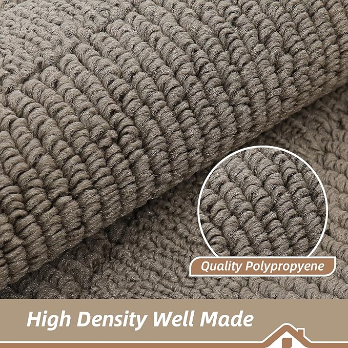 BEQHAUSE 30x18 Inch Kitchen Rug Mat Durable Kitchen Rugs Non-Slip Washable Absorbent Kitchen Mats for Floor Dirt-Resistant Semicircular Kitchen Mat (Taupe)