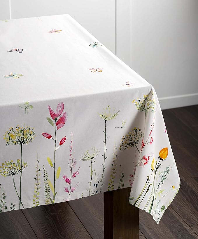 Maison d' Hermine Table Cloth Rectangle Table 100% Cotton 60 x 90 Inches Tablecloth Reusable Decorative for Dining Room Farmhouse Home Valentines Day Decorations Spring Summer - Botanical Fresh