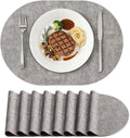Placemats Set of 8, 11.8 x 17 Inch, Light Grey | Heat Resistant Oval Faux by homing