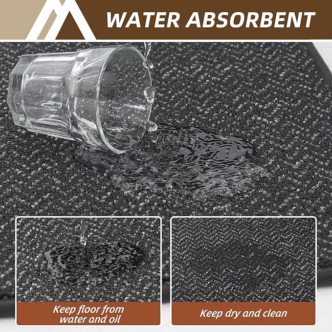COSY HOMEER Kitchen Rugs and Mats 2PCS Non Slip Kitchen Mats for Floor Washable Stain Resistant Kitchen Runner Rug Sets Absorbent Kitchen Floor Mat 20"x32"+20"x48",Dark Grey