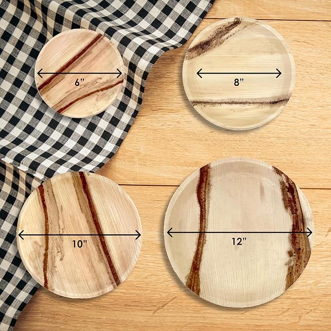 NEATtable Palm Leaf Plates | Disposable & Compostable | Eco Friendly & 100% Natural | Great for Outdoor Events, Wedding, Party, Barbecues | 6-inch Round Plate, Pack of 25