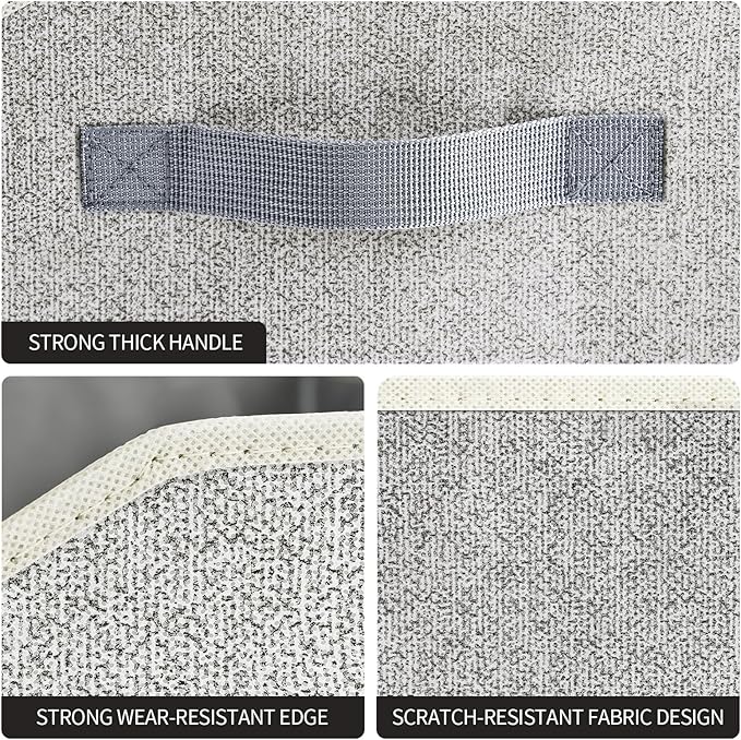 Storage Bins for Shelves - Small Trapezoid Closet Shelf Organizer, Fabric Organization Bins with Handles, Storage Baskets for Clothes, Towel, Purse, 6 Pack, Light Gray