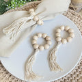 Handmade Napkin Ring with Wood Beads & Jute Twine - Affordable Rustic Wooden Napkin Ring Holder for Table Decoration | Boho Style Farmhouse Napkin Rings | Napkin Rings Set of 6