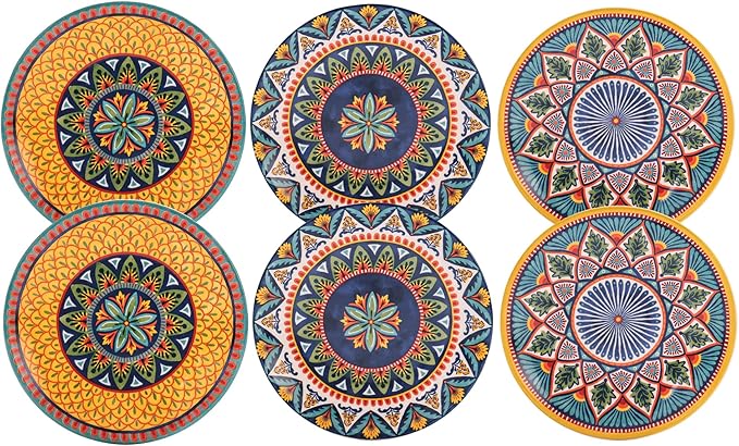 Bico Havana Appetizer Plates Set of 6, 6 Inch Small Ceramic Dessert Plates for Snacks, Salad, Tablescape, Microwave and Dishwasher Safe, Gift for Housewarming and Thanksgiving