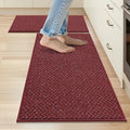 COSY HOMEER Kitchen Rugs and Mats 2PCS Non Slip Kitchen Mats for Floor Washable Stain Resistant Kitchen Runner Rug Sets Absorbent Kitchen Floor Mat 20"x32"+20"x48",Red