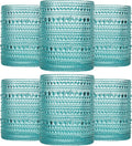 JOVGANK Mint Green Vintage Hobnail Drinking Glasses Set of 6, Embossed Water by JOVGANK