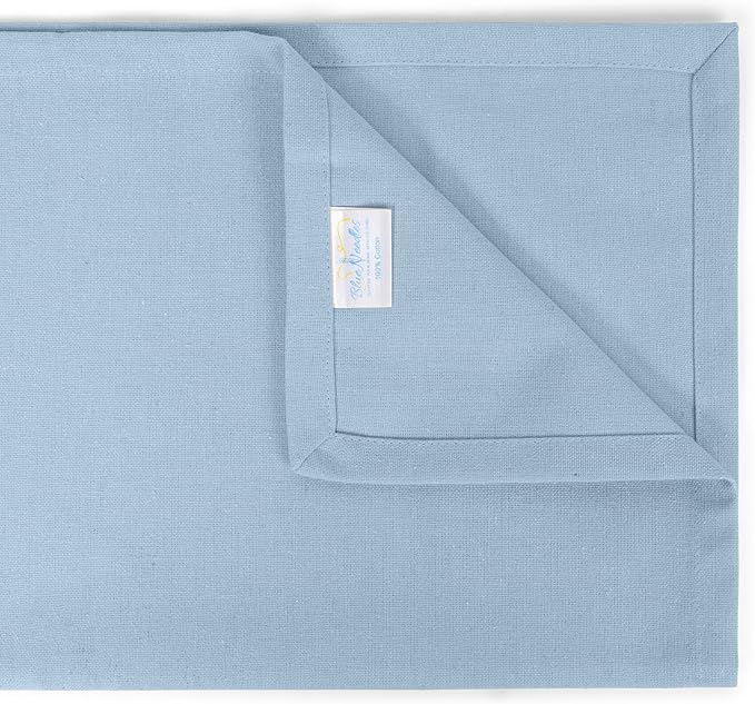 Blue Needles Solid Cloth Napkins Set of 12 Ice Blue 100% Cotton Dinner Napkins 18x18 inches - Soft, Reusable, Absorbent & Washable Linen, Ideal for Wedding Events, Parties & Everyday Use