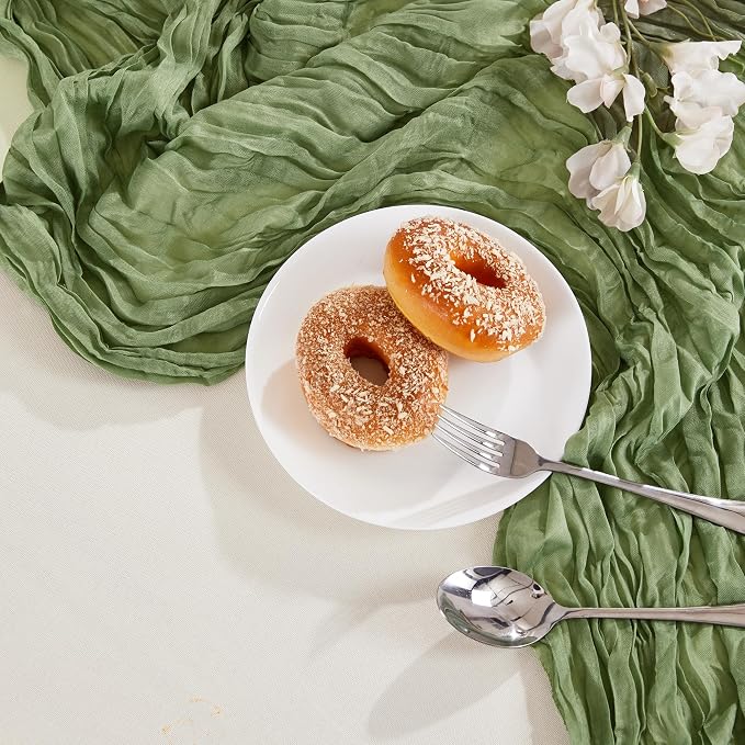 AGIRL 6 Pack Sage Green Cheesecloth Table Runner 10FT Boho Gauze Home Decor | - Image 6