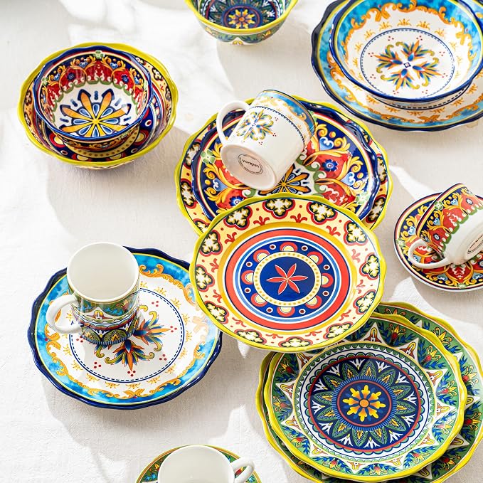 UNICASA Ceramic Dessert Plate Set of 4, 9 Inch Snack Plates - Image 5