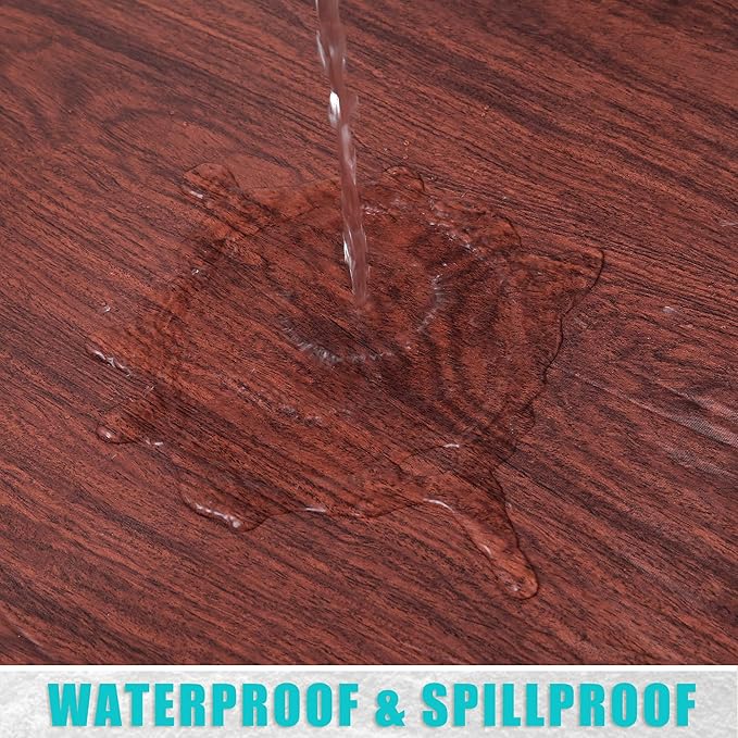 Smiry Rectangle Table Cloth Cover, Waterproof Elastic Fitted Picnic Tablecloth for 4 Foot Tables, Wipeable Flannel Backed Vinyl Tablecloths for Camping, Dining, Outdoor (Reddish Brown, 24" x 48")