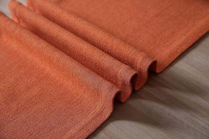 Burlap Style Farmhouse Table Runner, 14x108 Inches Harvest Pumpkin | Thick - Image 6