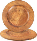 Alpha Living Home Wood Charger Plate Set of 2 - Round Serving Platters Rustic Chargers for Home Décor Charcuterie Appetizer & Dining - Hardwood Platter Handcrafted Versatile Durable 13 inch (Brown)