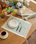 14x18 Geometric Placemats Waterproof Boho Table Mats Tassels | Tired of messy by UWWGKK