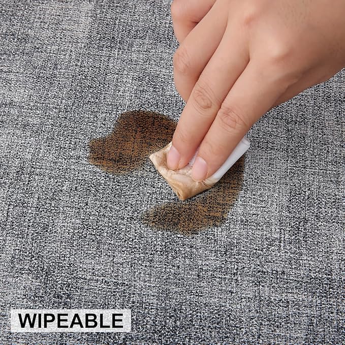 homing Faux Leather Heat Resistant Placemats 6 Packs, Waterproof Wipeable Dining PU Place Mats for Indoor & Outdoor, Easy to Clean, Smokey Grey