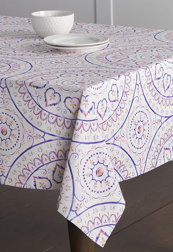 Maison d' Hermine Table Cloth Rectangle Table 100% Cotton 60 x 120 Inches Tablecloth Reusable Decorative for Dining Room Farmhouse Home Valentines Day Decorations Spring Summer - Mandala